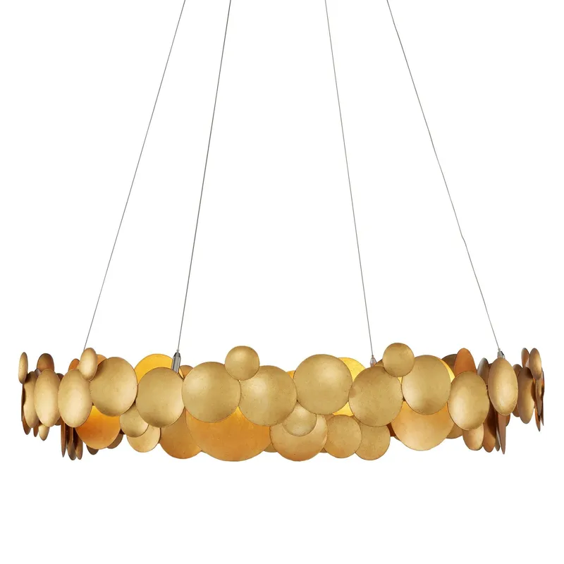 Lavengro Gold Chandelier - Contemporary Gold Leaf/White