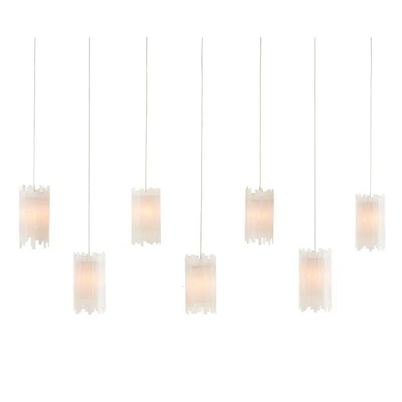 Escenia 7-Light Rectangular Multi-Drop Pendant - Frosted/Silver