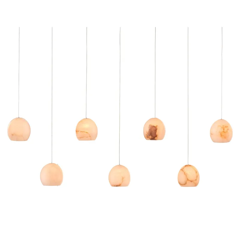 Lazio 7-Light Rectangular Multi-Drop Pendant - Natural Stone/Silver