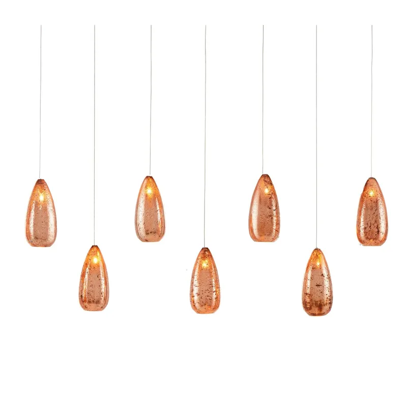 Rame 7-Light Rectangular Multi-Drop Pendant - Copper/Silver