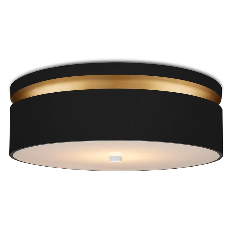 Serenity Black Flush Mount - Satin Black/Contemporary Gold/White