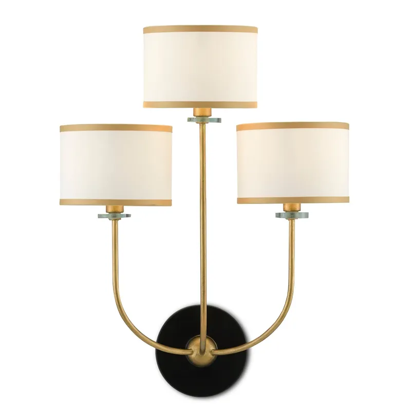 Croydon Brass Wall Sconce - Brass/Satin Black/White