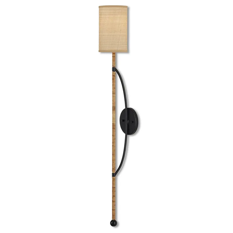 Capriole Rattan Wall Sconce - Natural/Satin Black