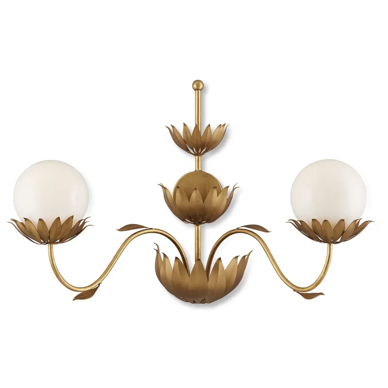 Mirasole Gold Wall Sconce - Contemporary Gold Leaf/Gold/White