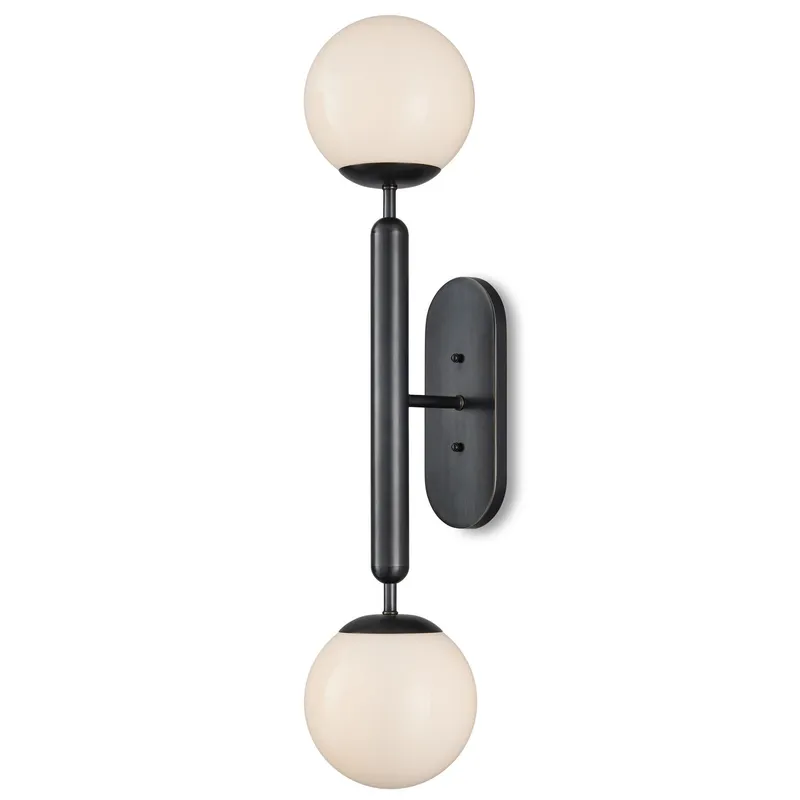 Barbican Double-Light Bronze Wall Sconce - Oil Rubbed Bronze/White