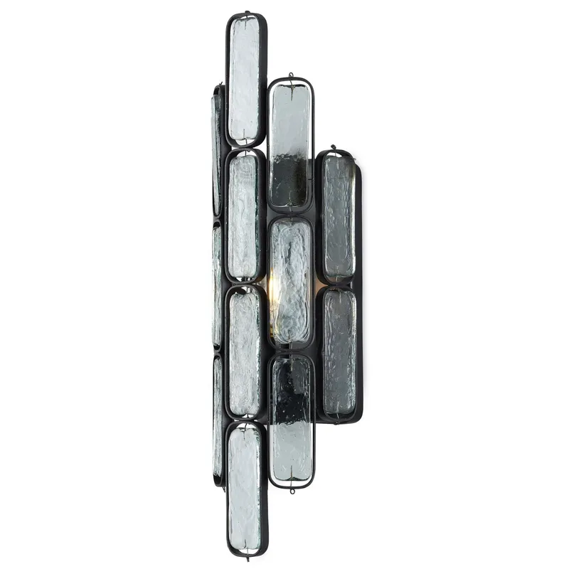 Centurion Recycled Glass Wall Sconce - Clear/Satin Black