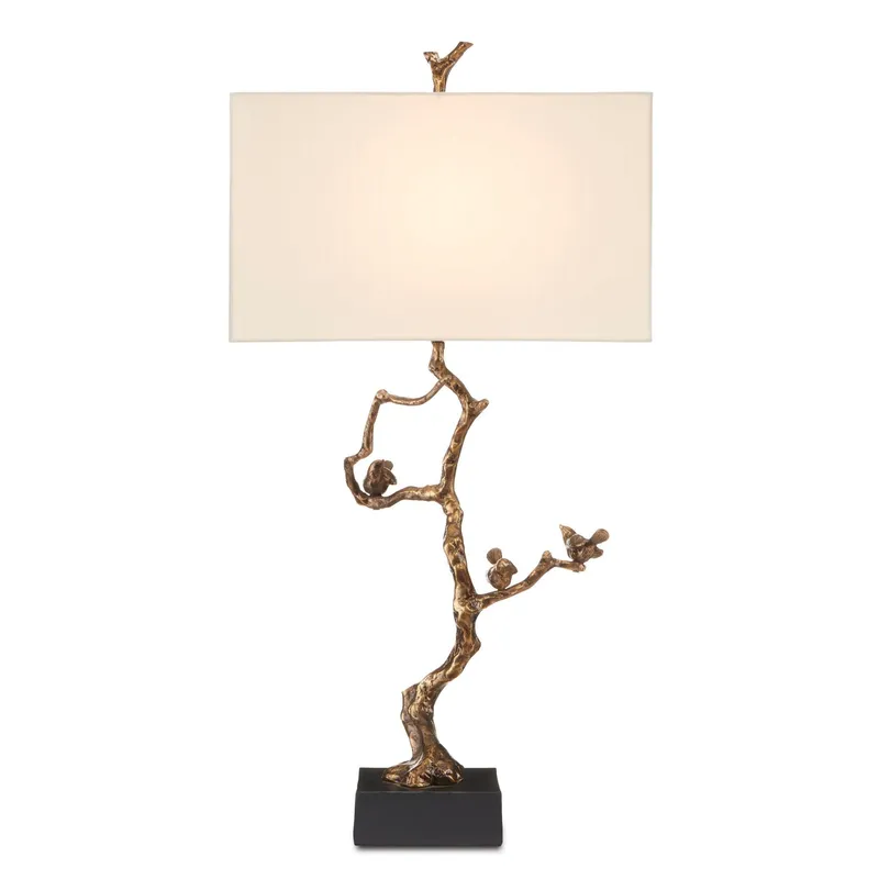 Shadows Brass Table Lamp - Antique Brass/Black