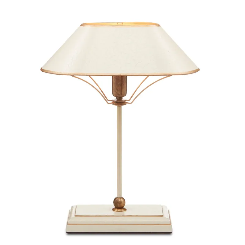 Daphne White Table Lamp - Ivory/Antique Brass/Gold