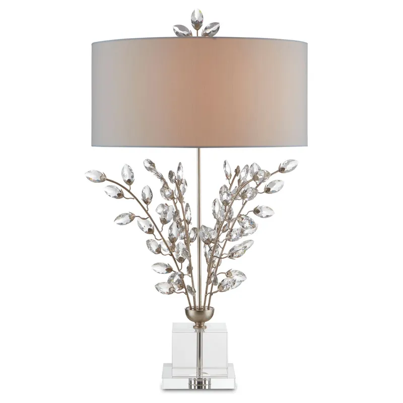 Forget-Me-Not Silver Table Lamp - Silver Leaf/Clear