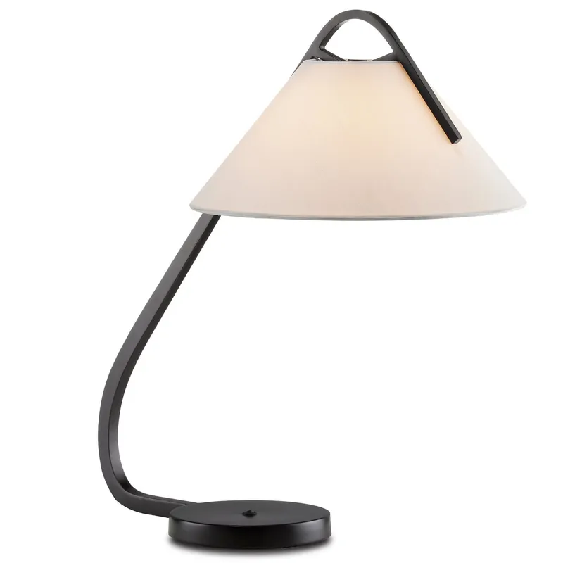 Frey Black Desk Lamp - Satin Black/Brushed Brown