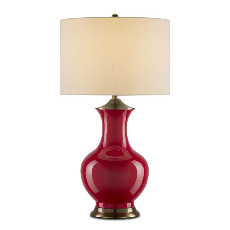 Lilou Red Table Lamp - Red/Antique Brass