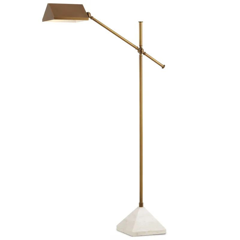 Repertoire Brass Floor Lamp - Antique Brass/White