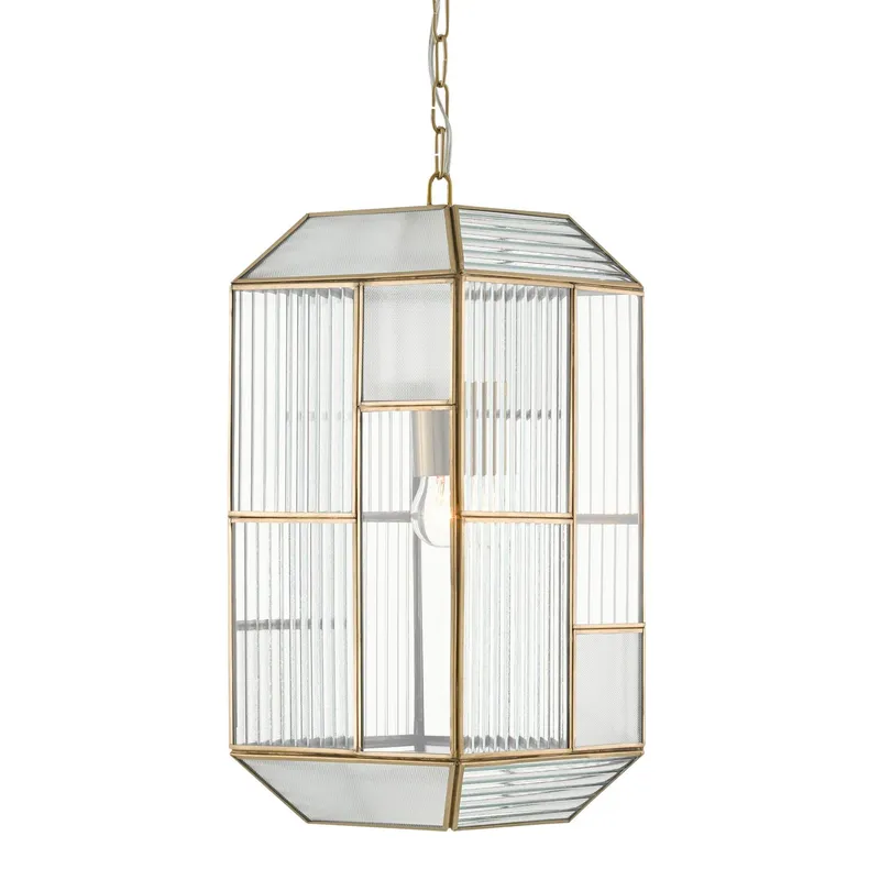 Bardolph Glass Pendant - Antique Brass/Clear