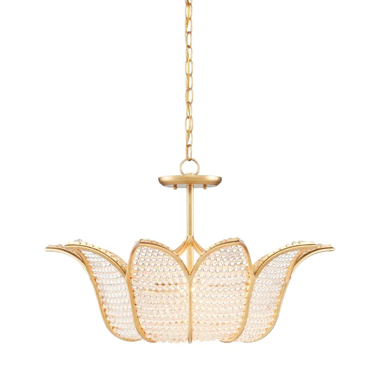 Bebe Beaded Glass Chandelier - Contemporary Gold Leaf/Clear