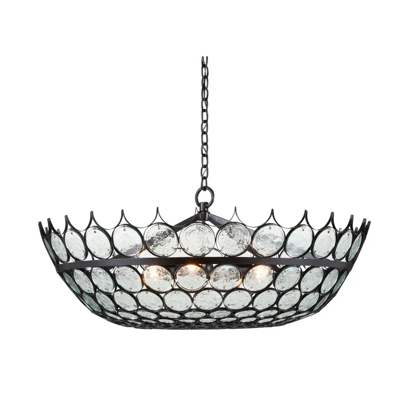 Augustus Medium Recycled Glass Chandelier - Bronze