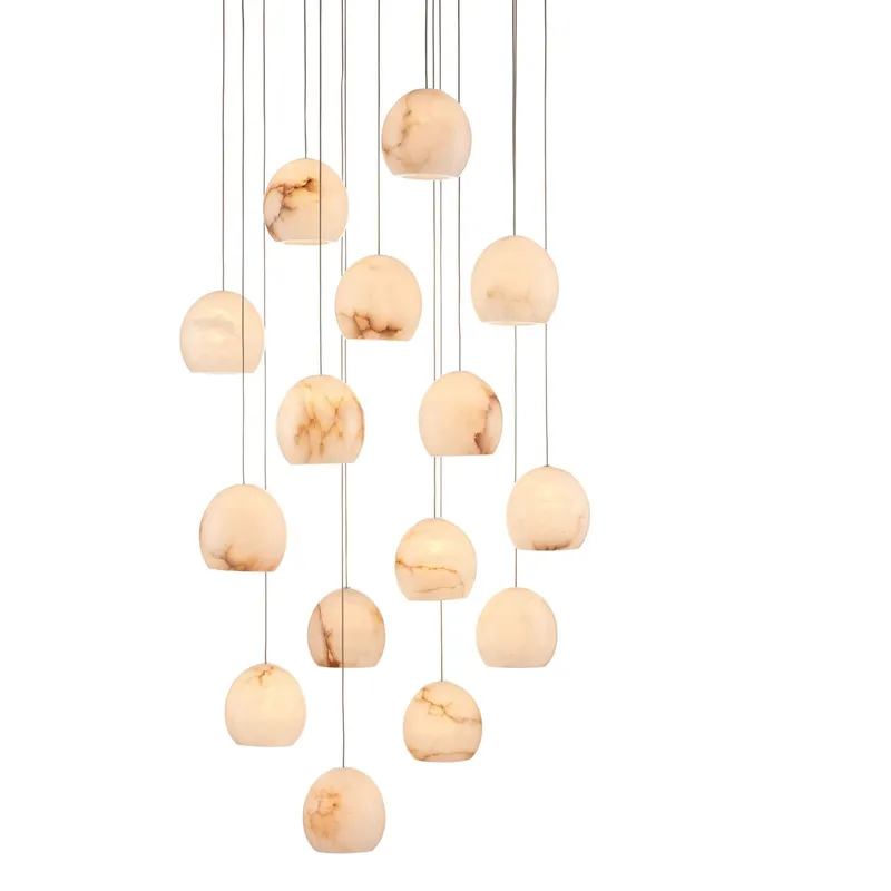 Lazio 15-Light Round Multi-Drop Pendant - Natural/Painted Silver