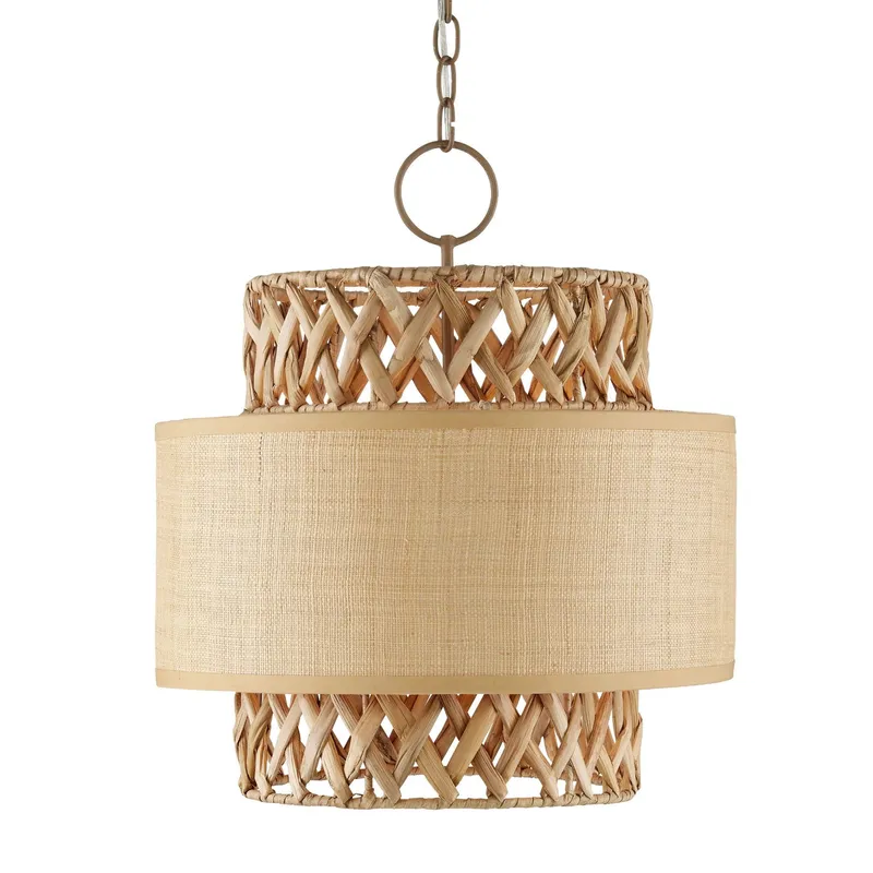 Isola Grasscloth Pendant - Khaki/Natural