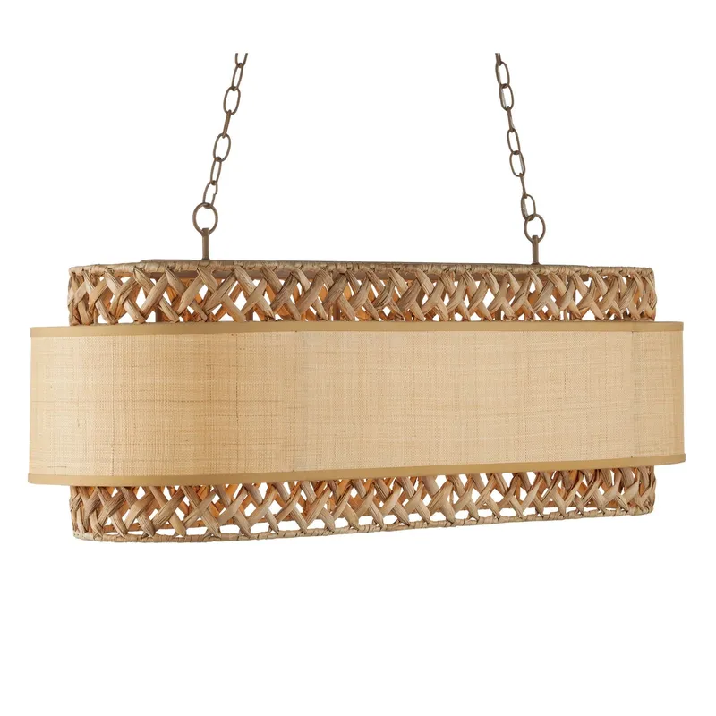 Isola Grasscloth Chandelier - Khaki/Natural