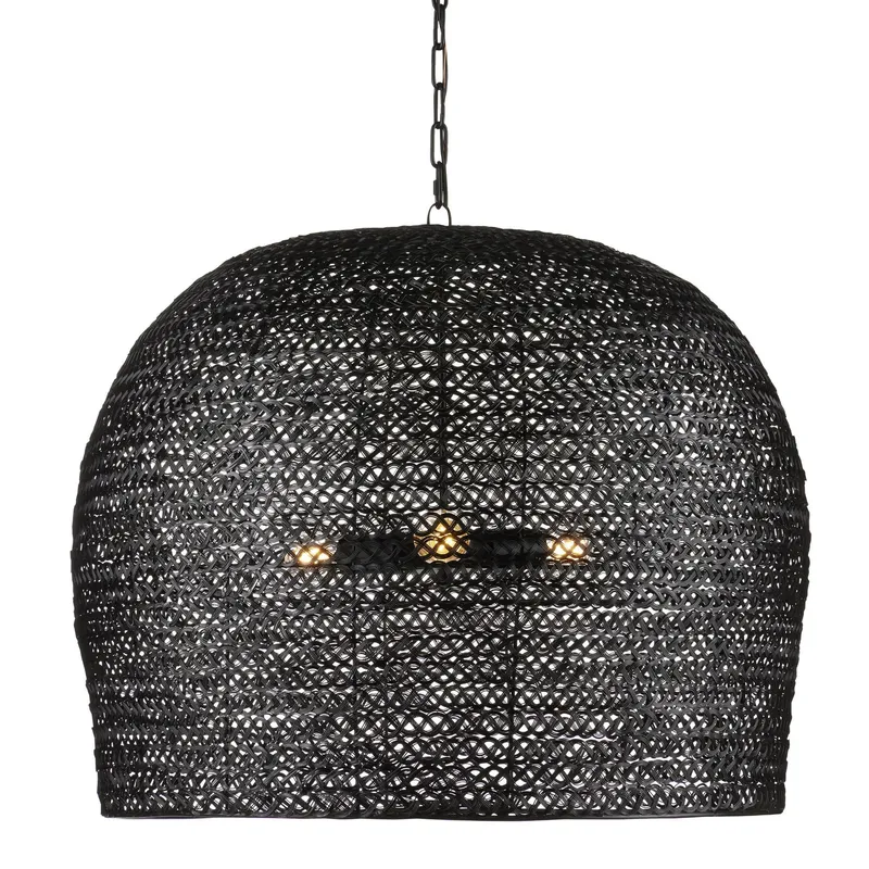 Piero Large Black Chandelier - Satin Black