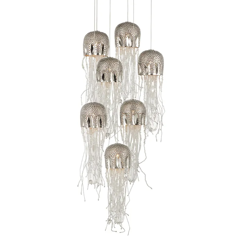 Medusa 7-Light Round Multi-Drop Pendant - Nickel/Silver