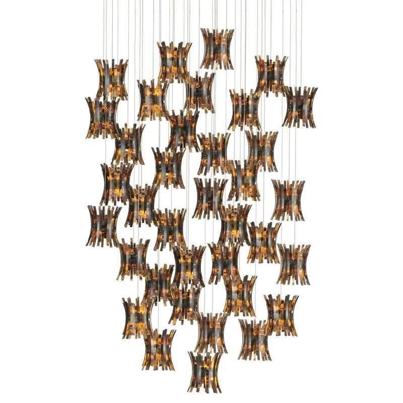 Alsop 36-Light Round Multi-Drop Pendant - Brown/Black/Silver