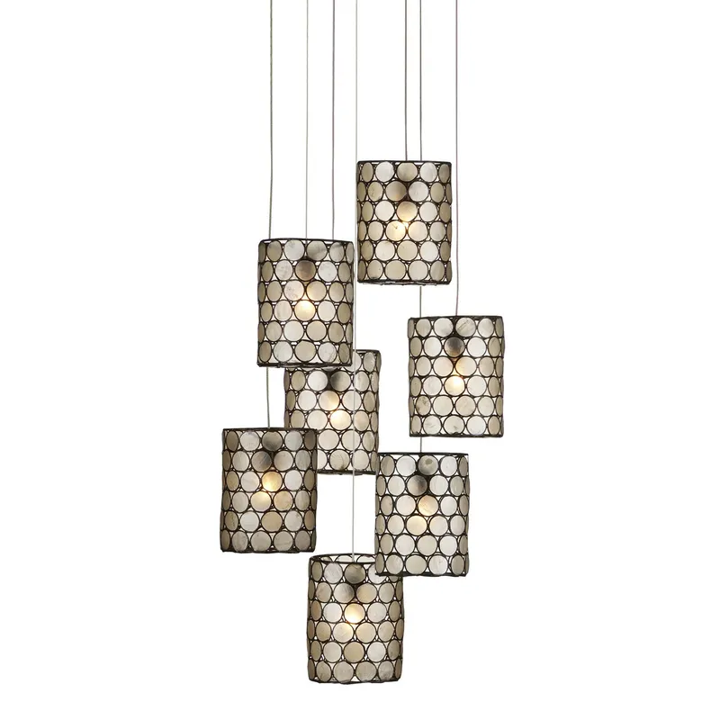 Regatta 7-Light Round Multi-Drop Pendant - Cupertino/Silver