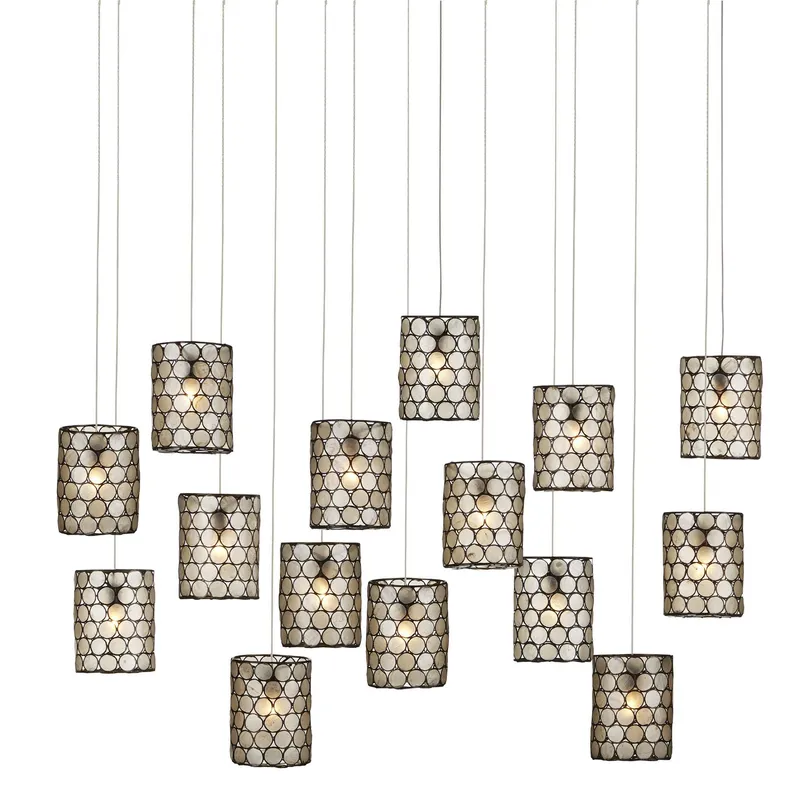 Regatta 15-Light Rectangular Multi-Drop Pendant - Cupertino/Silver