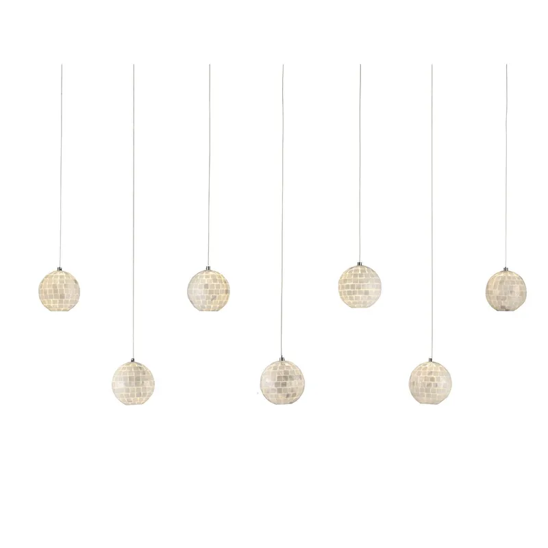 Finhorn 7-Light Rectangular Multi-Drop Pendant - Pearl/Silver