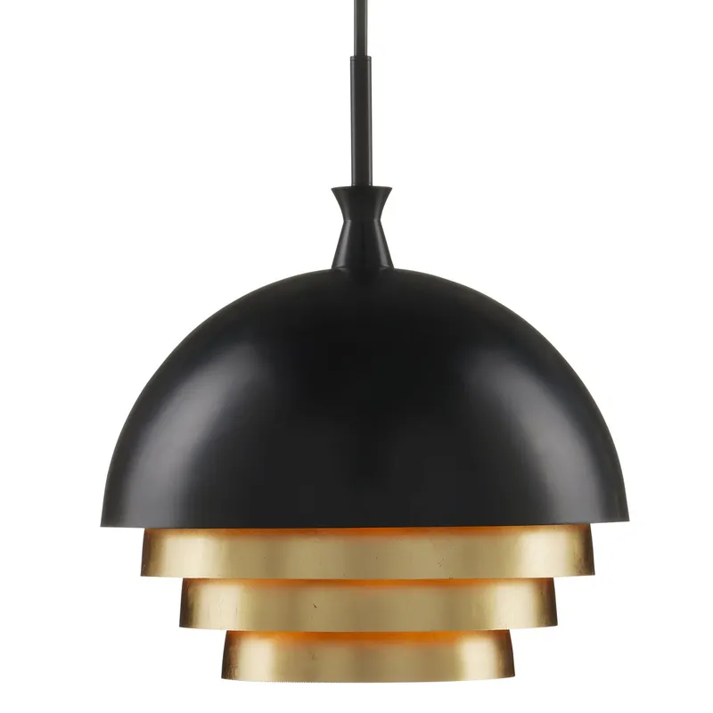 Salviati Large Black & Gold Pendant - Black/Gold Leaf