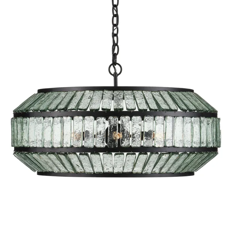 Centurion Recycled Glass Chandelier - Clear/Satin Black