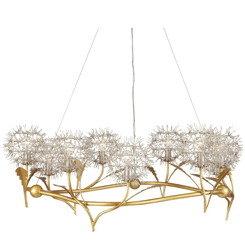 Dandelion Silver & Gold Chandelier - Contemporary Silver Leaf/Silver/Contemporary Gold Leaf