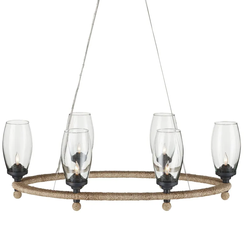 Hightider Glass Oval Chandelier - Natural/Clear/French Black