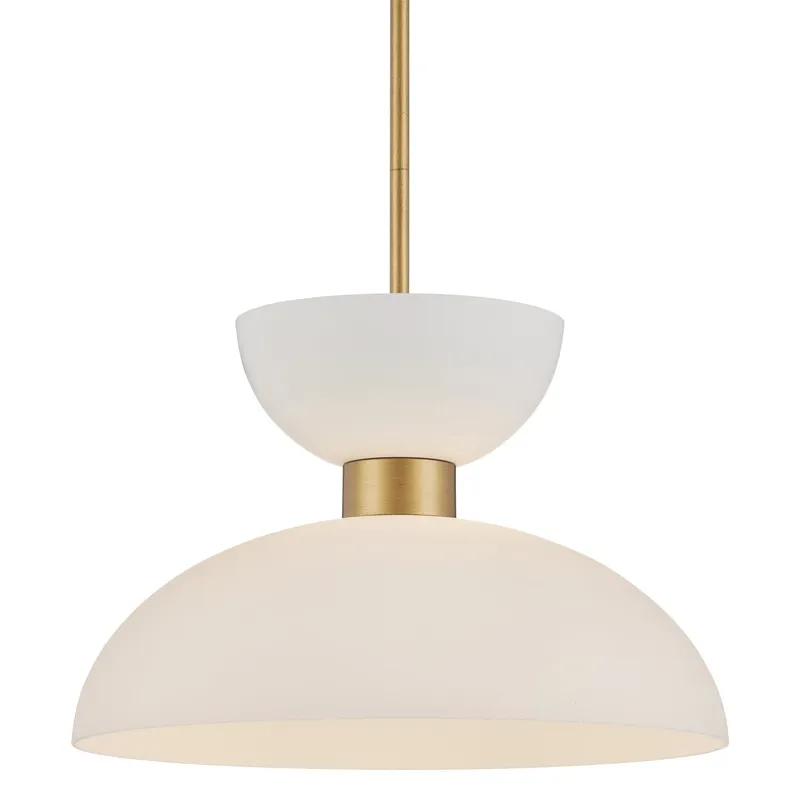 Zevio White Pendant - Antique Brass/White/Opaque
