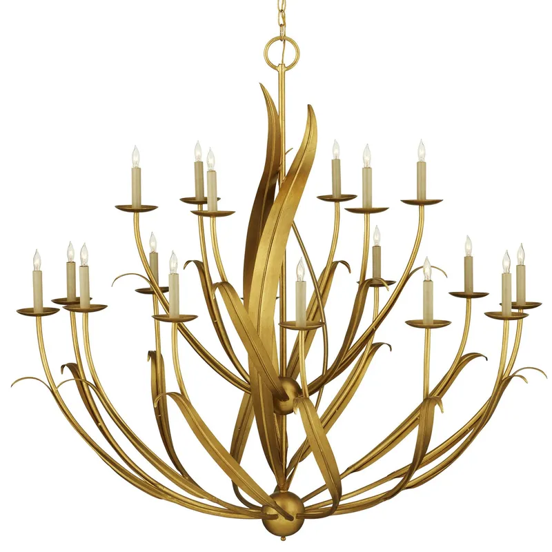 Menefee Large Gold Chandelier - Antique Gold Leaf