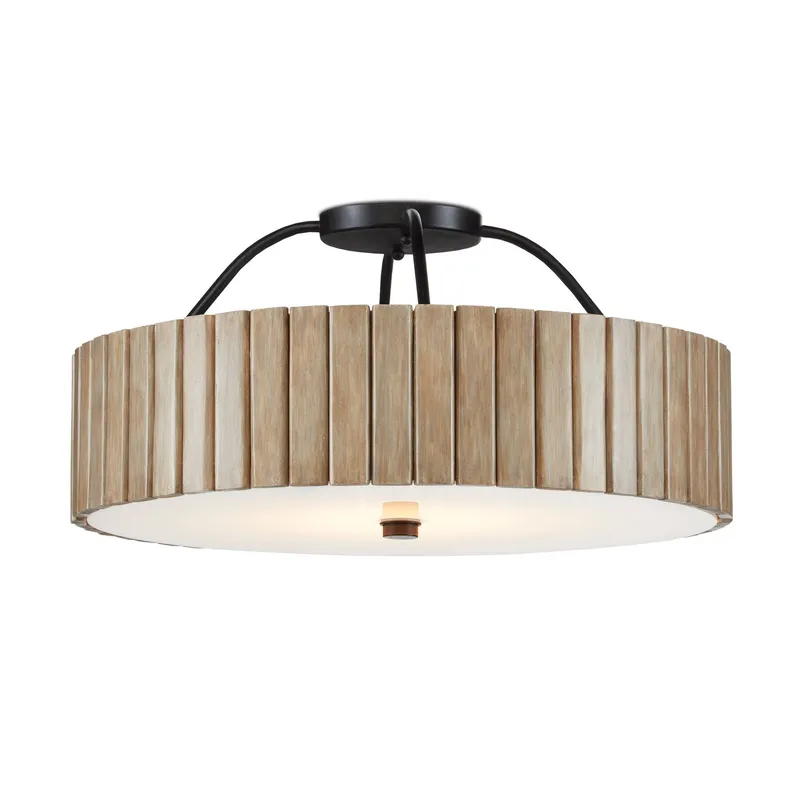 Tetterby Bamboo Semi-Flush Mount - Taupe/Black