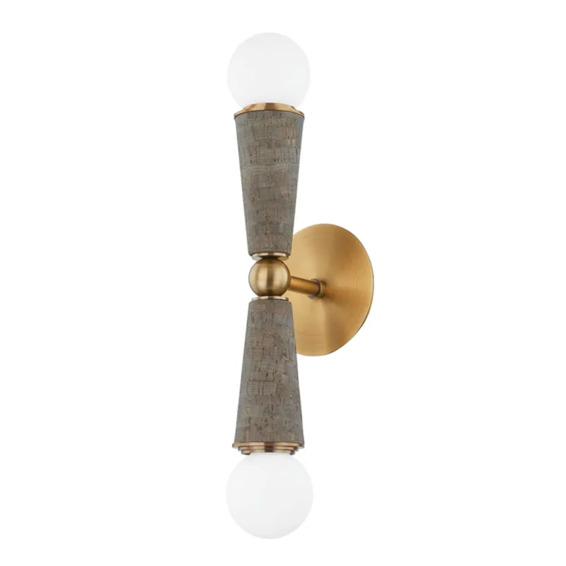 Dax 2-Light Wall Sconce in Patina Brass 5W x 18.75H