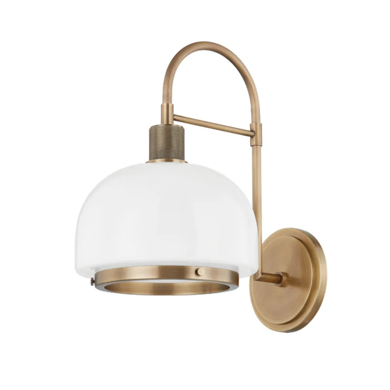 Bradbury 1-Light Wall Sconce in Patina Brass 9W x 14.75H