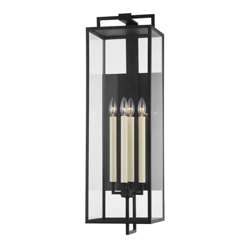 Beckham 4-Light Exterior Wall Sconce in Forged Iron 10W x 34H