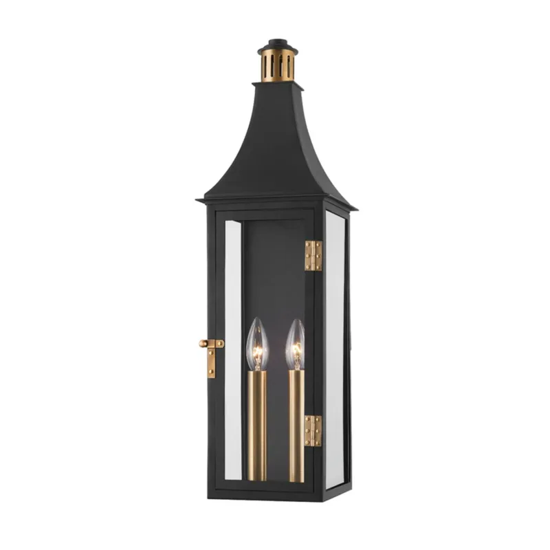 Wes 2-Light Exterior Wall Sconce in Patina Brass 7W x 23.75H