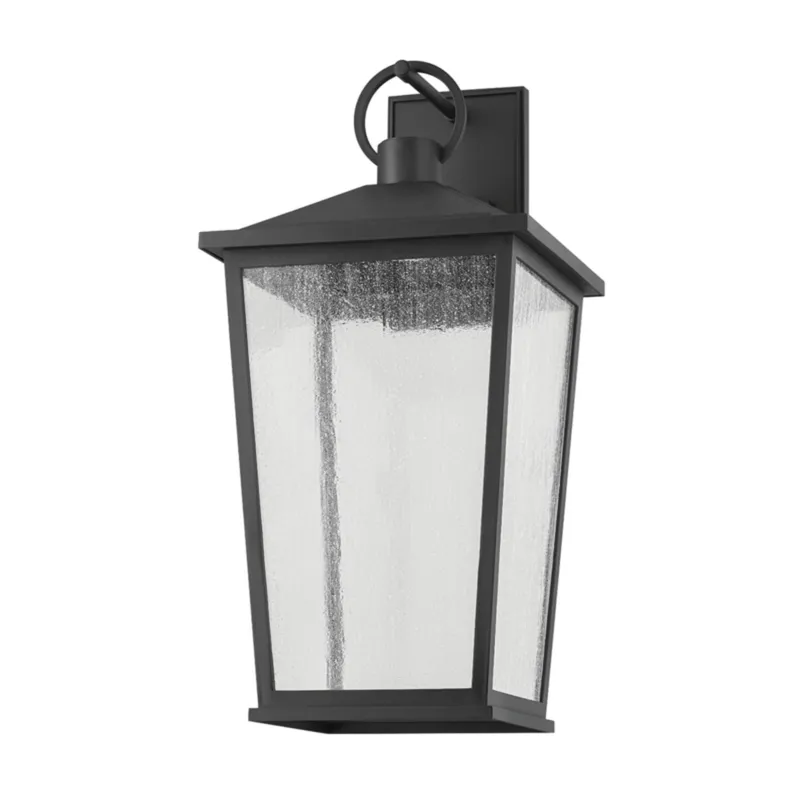 Soren 1-Light Exterior Wall Sconce in Texture Black 9.5W x 20H