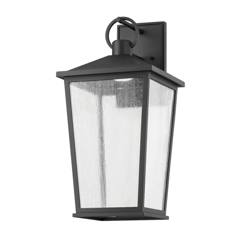 Soren 1-Light Exterior Wall Sconce in Texture Black 12.75W x 26.5H