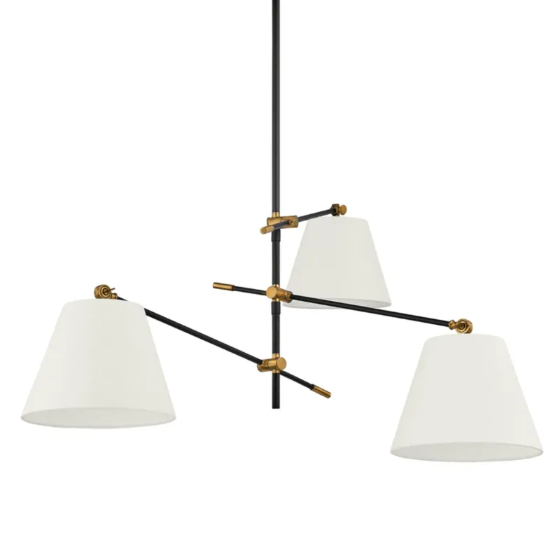 Navin 3-Light Chandelier in Patina Brass by Colin King 52.5W x 25.5H