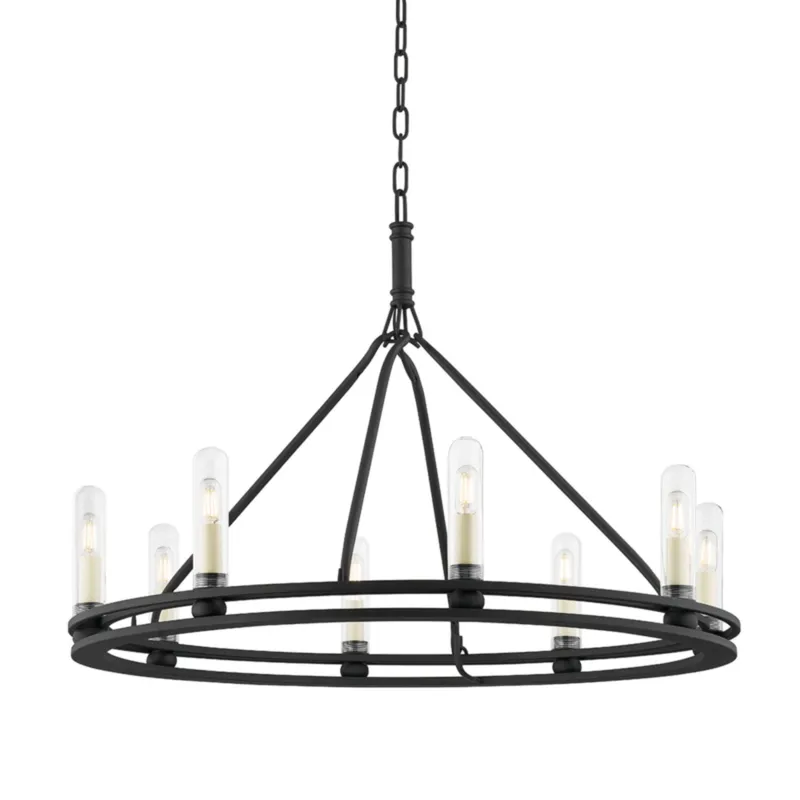 Sutton 8-Light Exterior Chandelier in Texture Black 32W x 24.25H