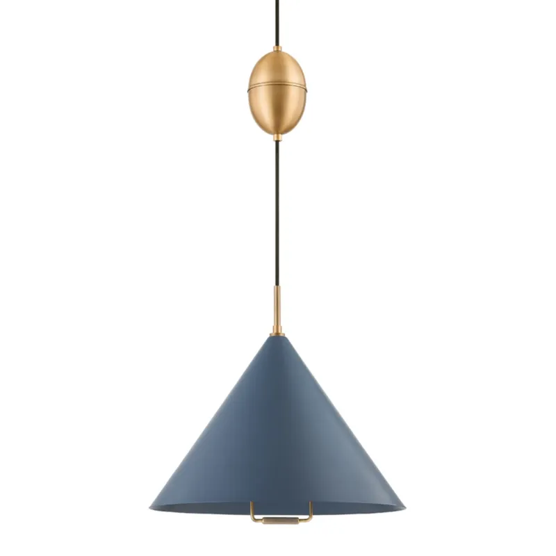 Fontana 1-Light Pendant in Patina Brass/Slate Blue 18W x 17H