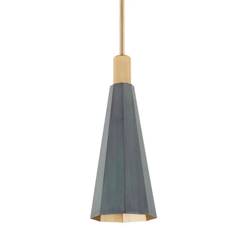 Huntley 1-Light Pendant in Patina Brass 7.75W x 19.75H (Verdigris)