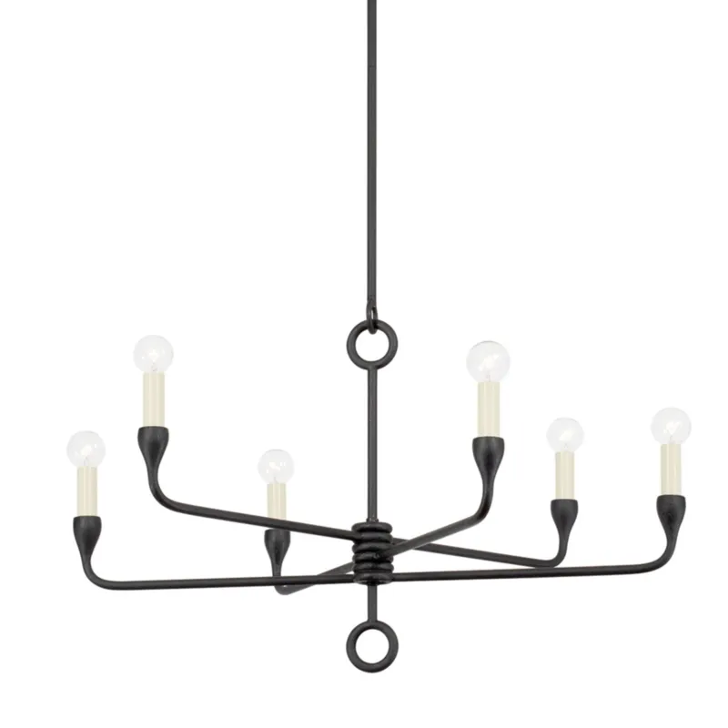 Orson 6-Light Chandelier in Black Iron 30.75W x 18.75H
