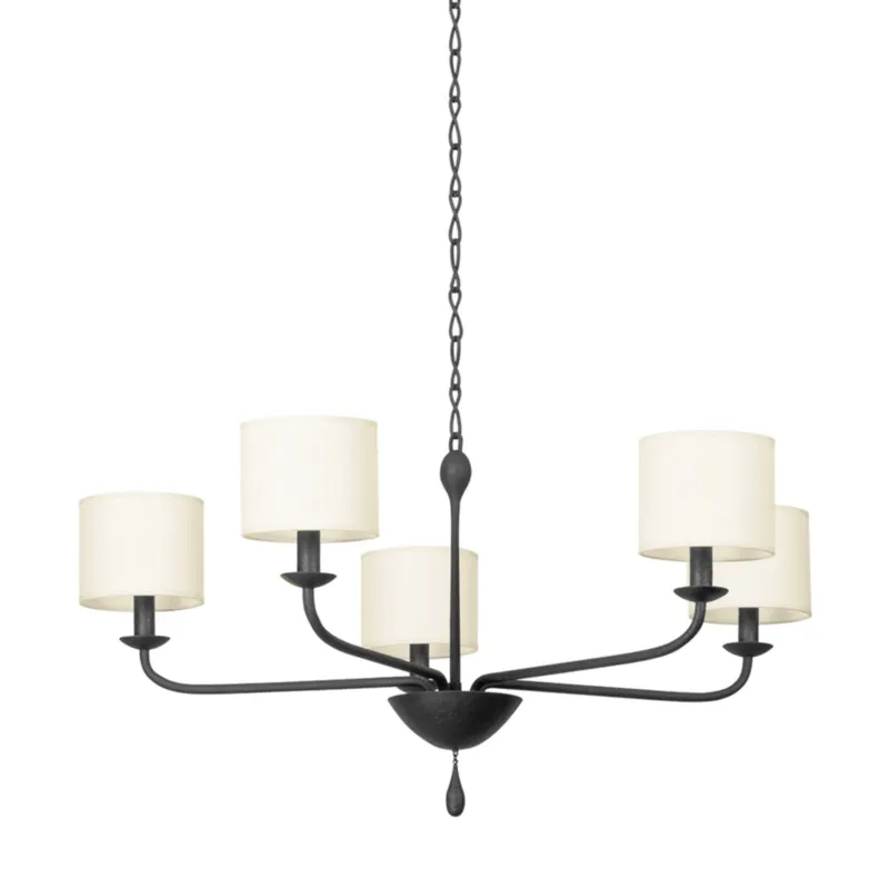 Osmond 5-Light Chandelier in Black Iron 36W x 23.5H