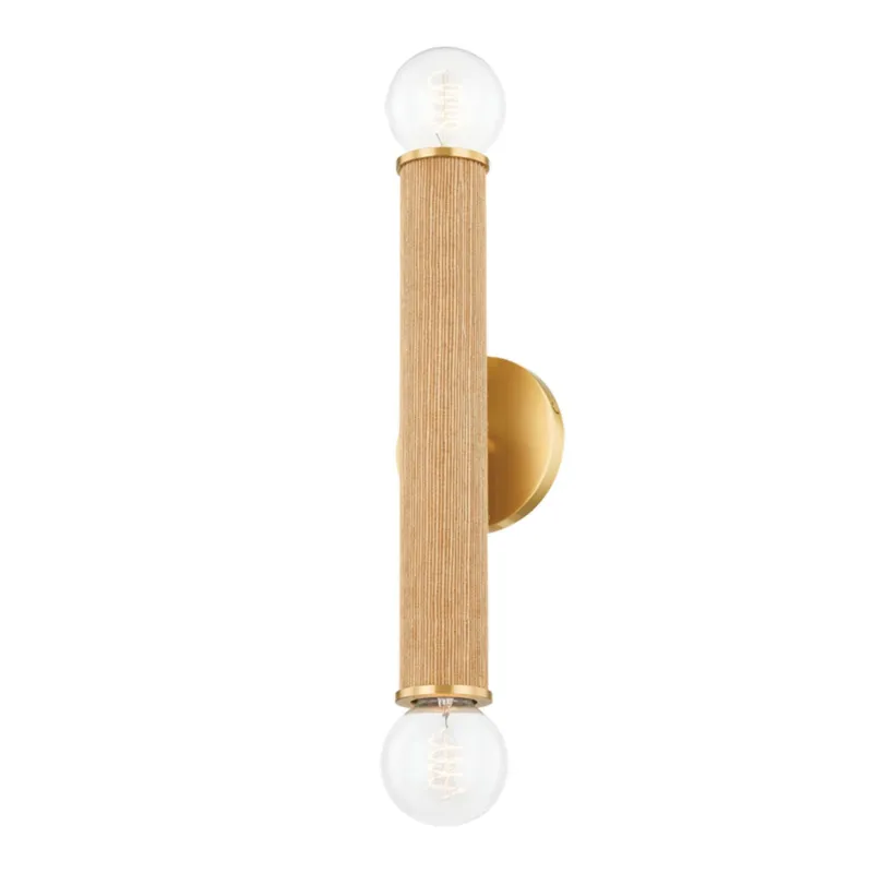 Amabella 2-Light Wall Sconce in Aged Brass 4.75W x 22H