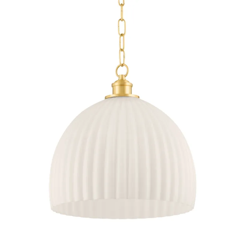 Hillary 1-Light Pendant in Aged Brass by Zio & Sons 14W x 14.75H