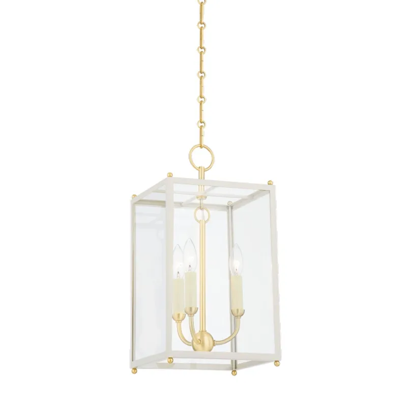 Chaselton 3-Light Lantern in Aged Brass by Mark D. Sikes 10L x 10W x 19.5H (Off-White)
